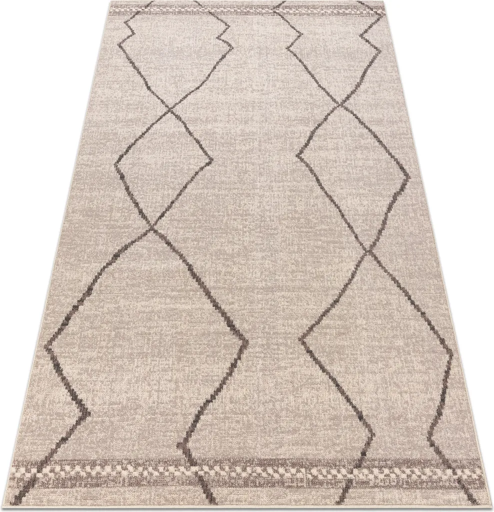 Tapis de couloir en laine beige 80x150 cm Angel 1190 style bohème chic