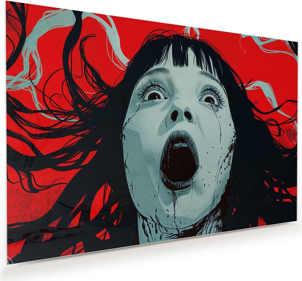 Glasbild 120x80cm in XXL für Wohnzimmer, Schlafzimmer Motiv Schreiende Person