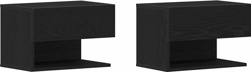 (Robust Möbel)Nachttisch 2er Set, für Schlafzimmer - elegantes Design - Nachtkommode - Schwarz Eichen-Optik 46x30x30cm - Nachttische & -schr...