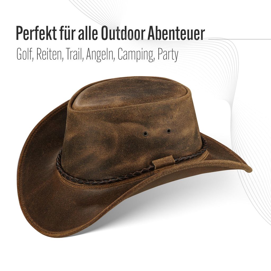 Herren Western Cowboy Rindsleder Hut JERO Größe XL Vintage Produktbild 