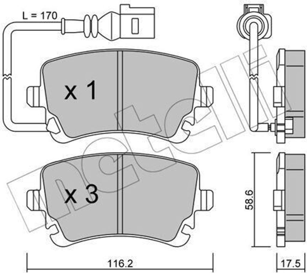 METELLI Bremsbeläge Satz Hinten Bremsklötze für VW Transporter V Bus (7HB, 7HJ, 7EB, 7EJ, 7EF, 7EG, 7HF, 7EC) 22-0554-0