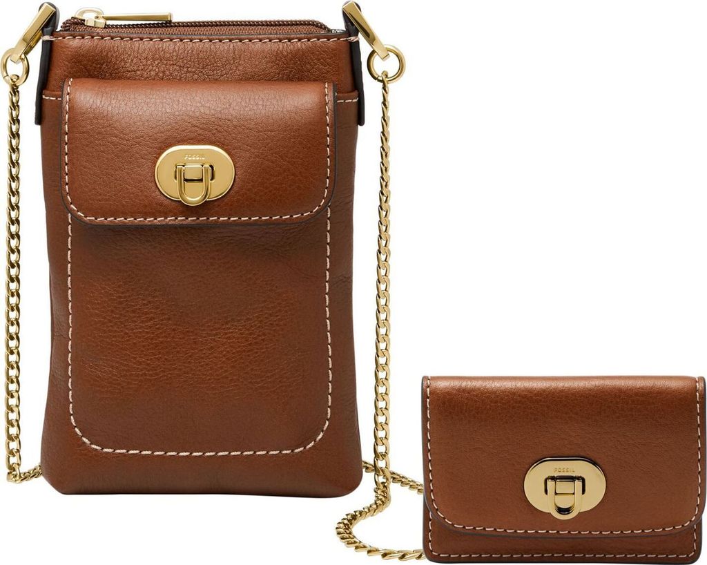 FOSSIL Leder Handytasche Umhängetasche Harper Phone Bag Brown braun
