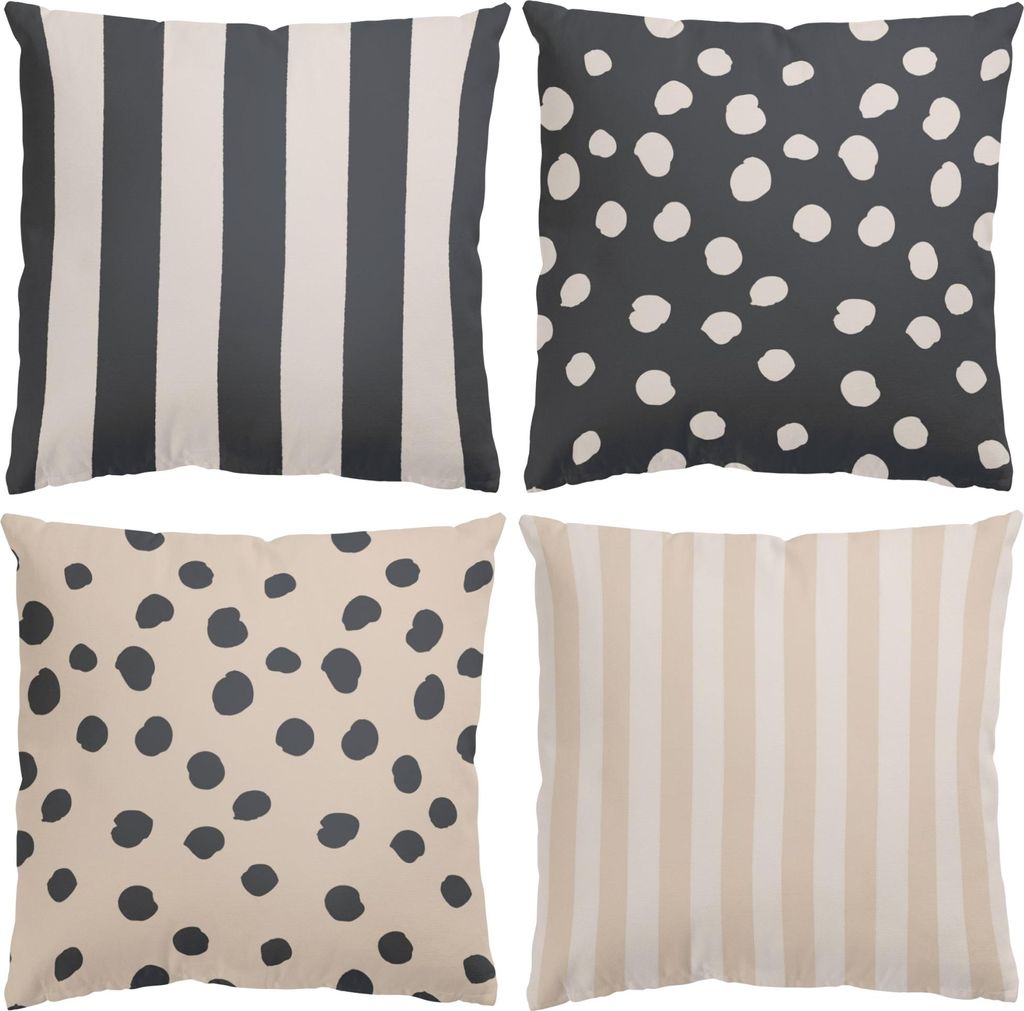 Dekokissen 4-teilig Muster draußen / Outdoor Zierkissen waschbar Blumenmuster bunt Pop Art Sofakissen mit Füllung