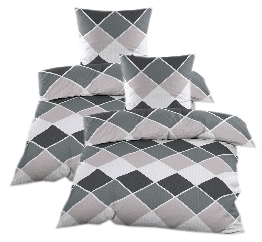 Seersucker Bettwäsche 135x200 mit Reißverschluss - Grau Produktbild 