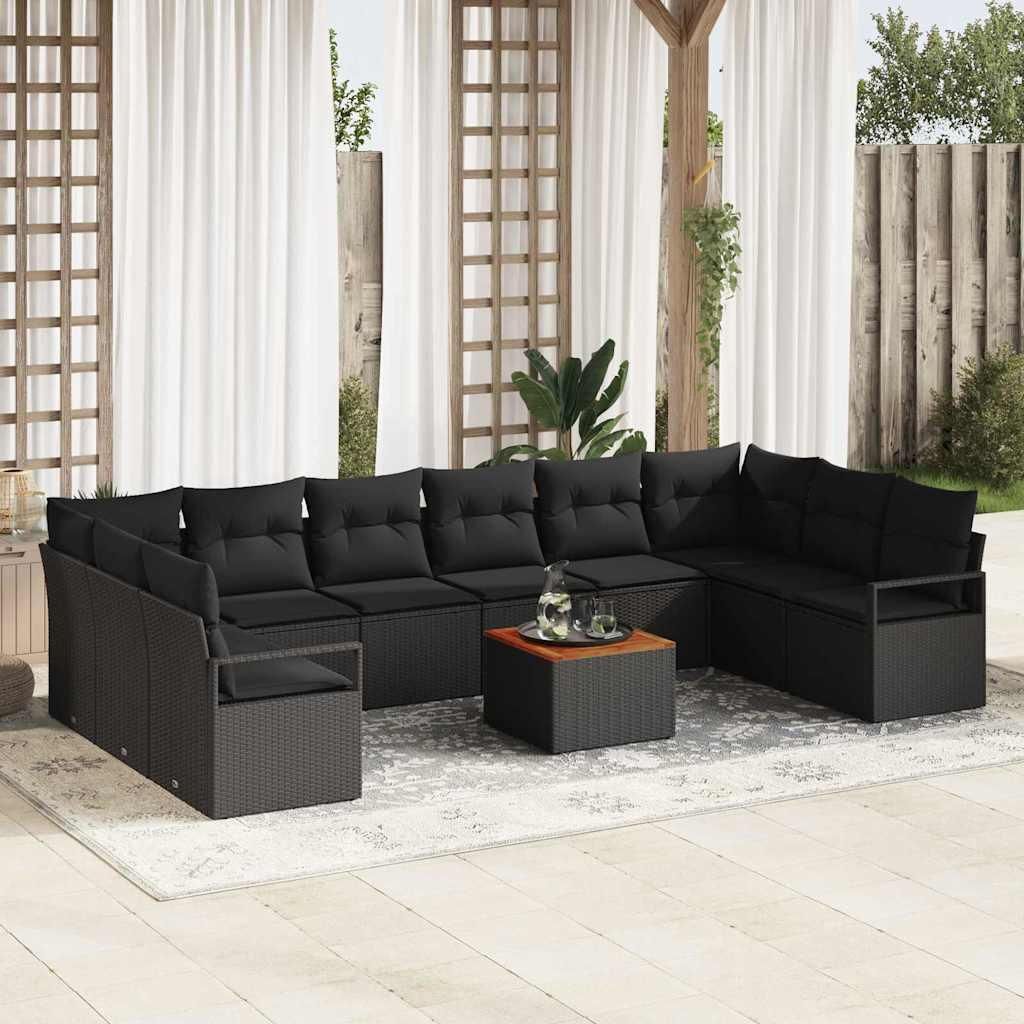Maison Exclusive - Gartensofa-set mit Speicher 11 pcs Schwarz Poly-Rattan