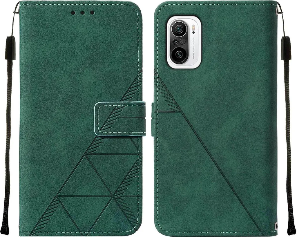 Cover Portafoglio Premium Xiaomi Poco F3 K40 Pro Verde Design Goffrato