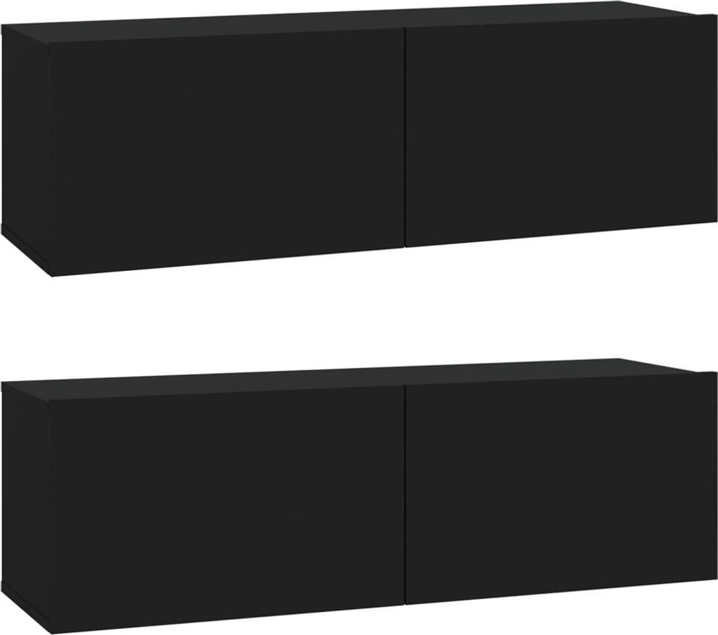vidaXL TV nástěnné skříňky 2 ks Černá 100x30x30 cm Dřevěný Obrázek produktu 