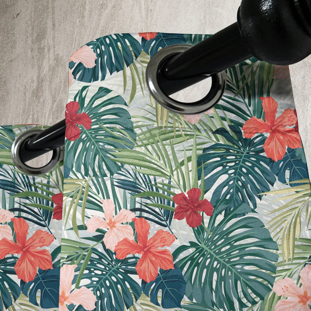 Tende in Raso ABAKUHAUS 280x175 cm Hibiscus Verde Scuro Luxury - 3