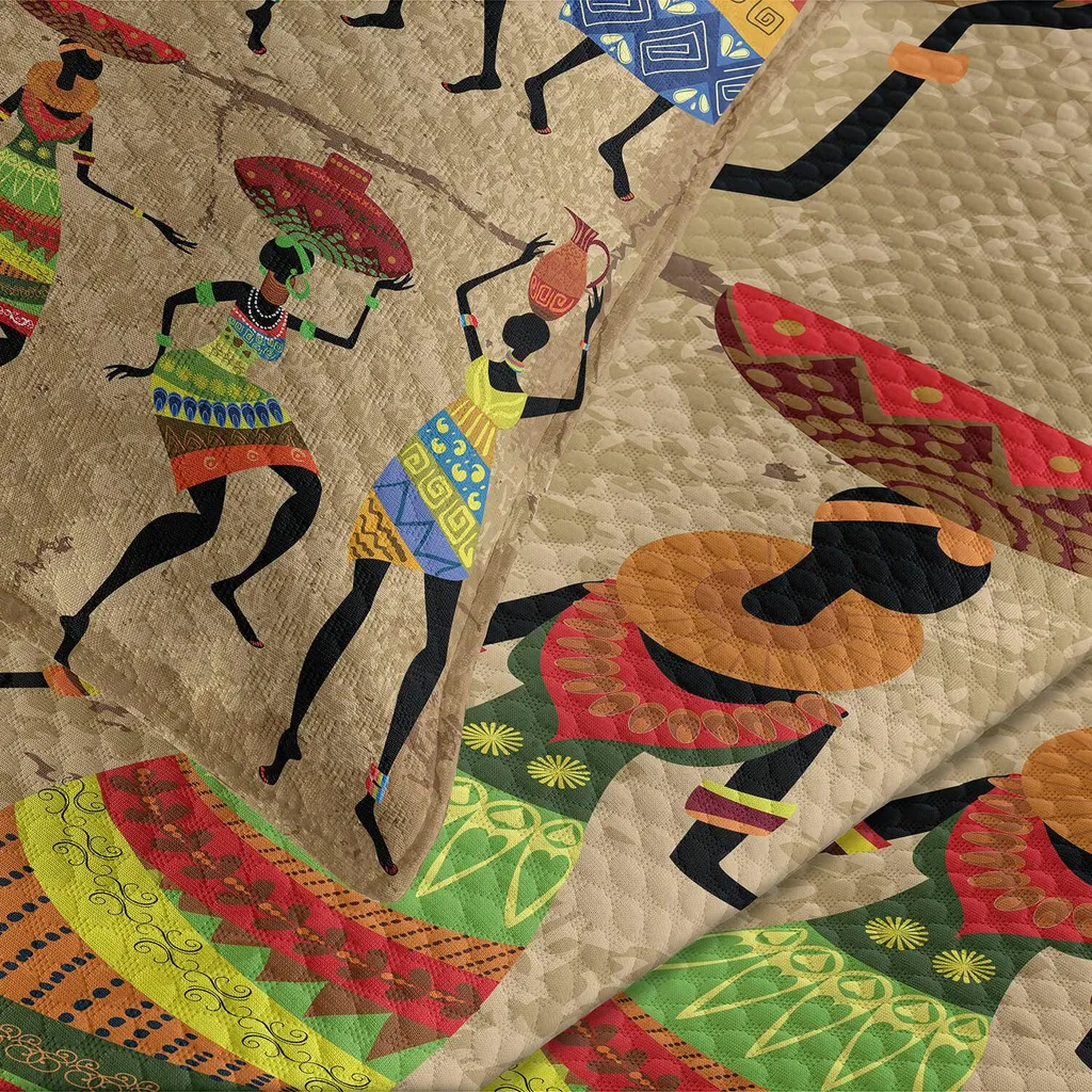 Copriletto Trapuntato ABAKUHAUS Silhouette Africane 220x220 Ecru - 3