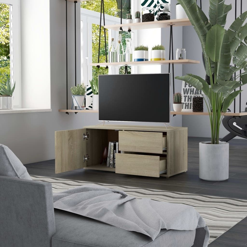 (Design 2026) TV-Schrank Sonoma-Eiche 80x34x36cm Holzwerkstoff - HOMMIE 665647 - TV-Schränke