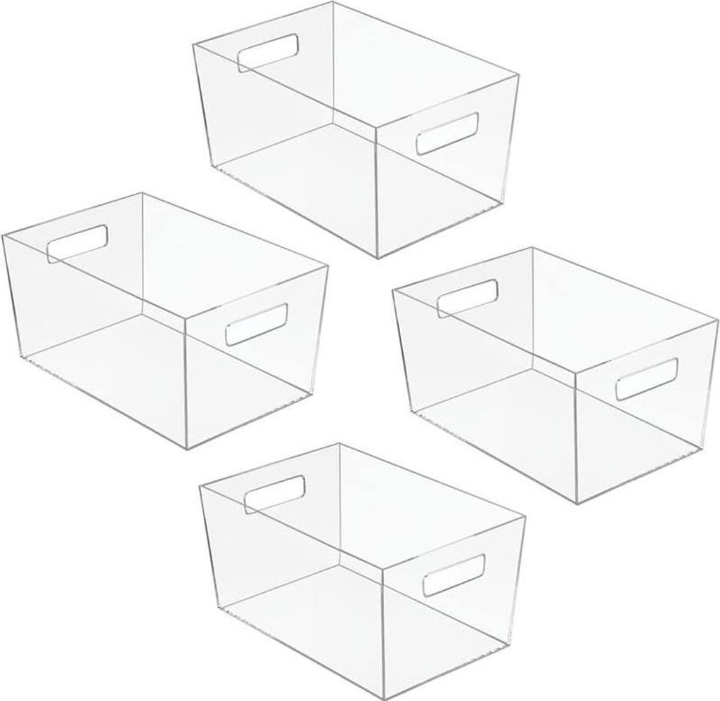 mDesign Ablagebox Aufbewahrung Organizer 4er-Set Griffe Kunststoff Transparent