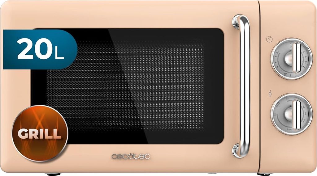 Mikrowelle mit Grill Proclean 3110 Retro Beige Mechanische, 700 W in 6 Stufen, Timer bis zu 30 Minuten, Auftaumodus, Vintage-Design in Beige