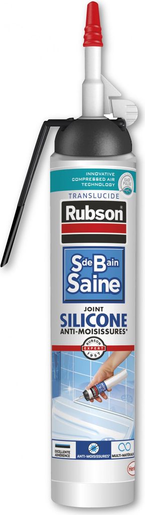 RUBSON transparentes Fliesensilikon, 200 ml Dichtstoff ohne Pistole für Badezimmer transparent