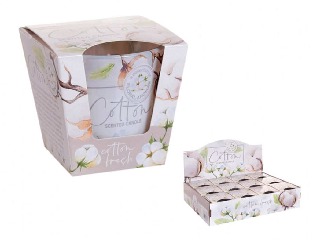 Candela Nohel Garden in vetro al profumo di COTONE 115g Immagine del prodotto 