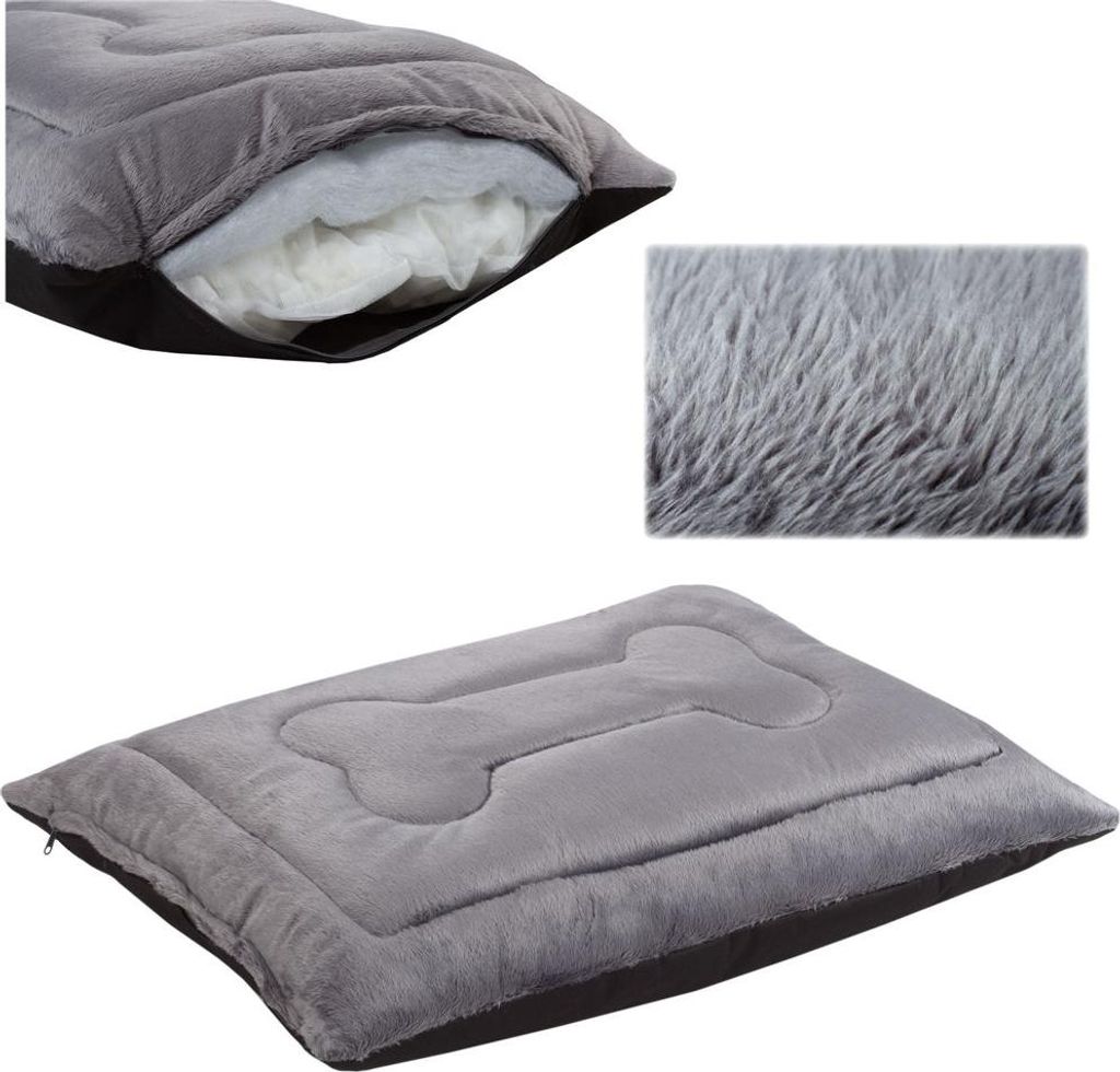Hundebett, Hundekissen, Welsti graues Fell M 70x50
