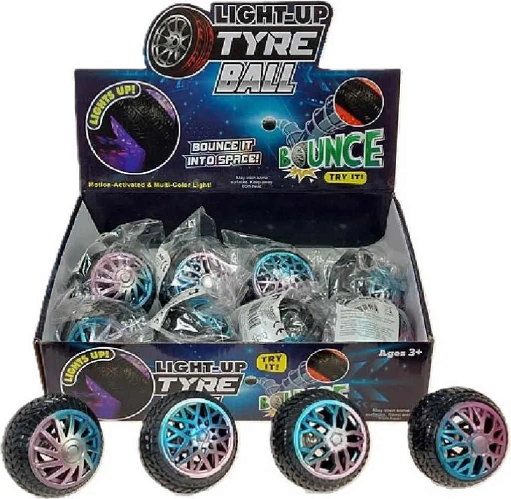 Lot 12 Boules à roue lumineuses 6.5cm - Haute brillance et rebond LED