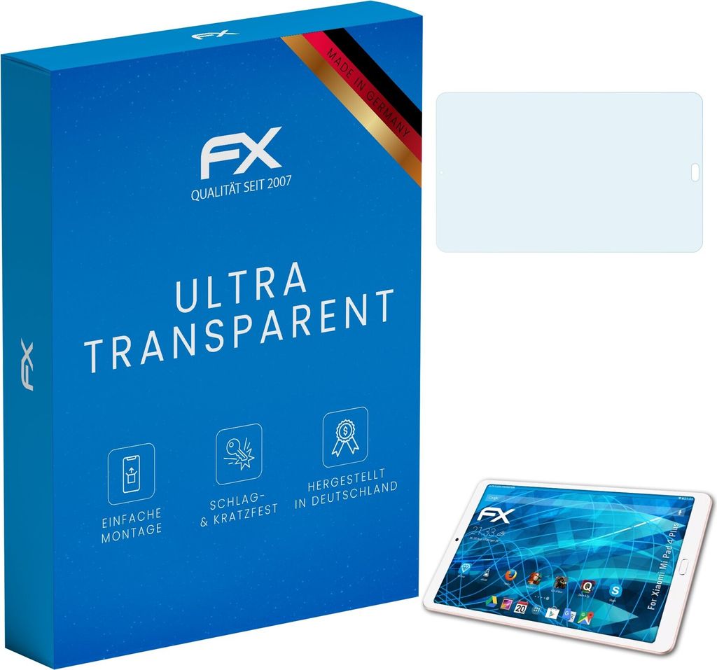 atFoliX FX-Clear 2x Schutzfolie kompatibel mit Xiaomi Mi Pad 4 Plus Displayschutzfolie