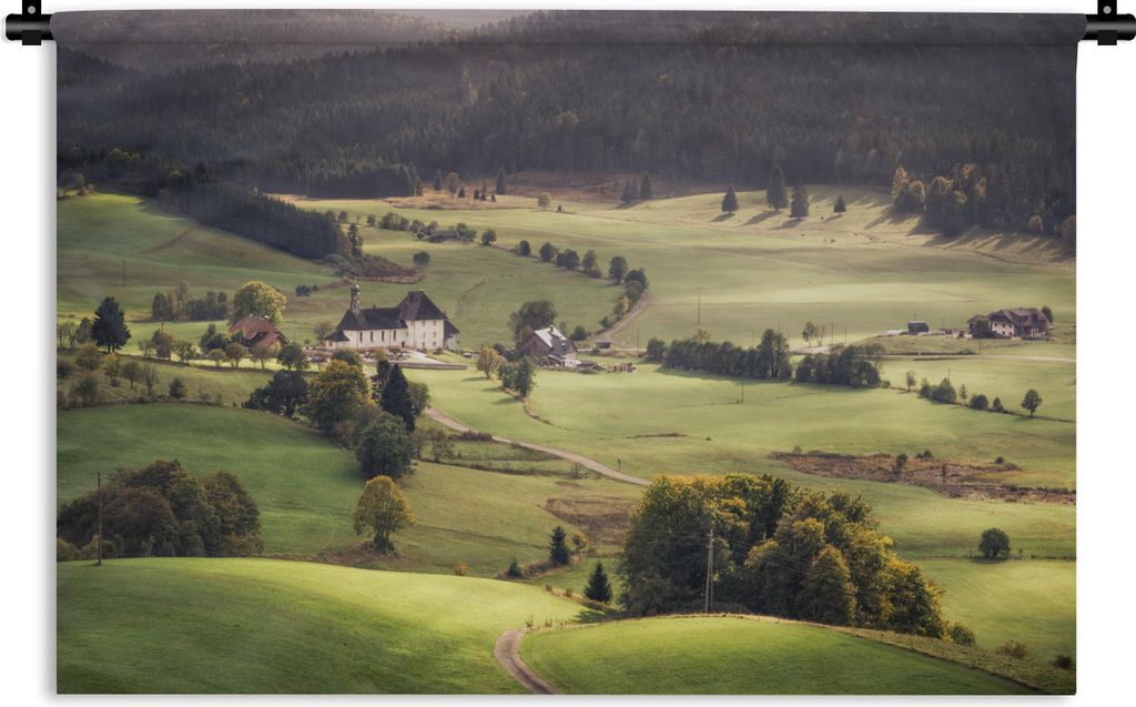 MuchoWow Wandteppich Wandbehang Panoramablick auf ein Dorf in der Nähe des Schwarzwaldes in Deutschland 60x40 cm Tapisserie Dekoration Wandtuch ...