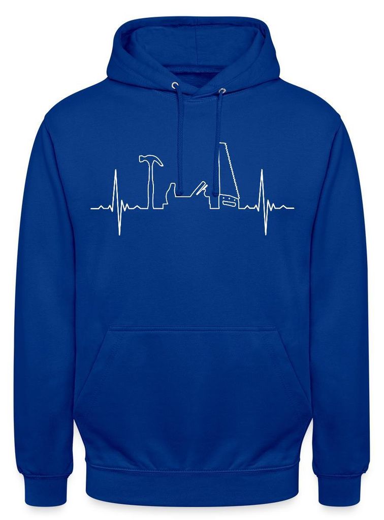 Spreadshirt Zimmerer Zimmermann Tischler Herzschlag Mit Werkzeugen Uni Hoodie, L, Royalblau