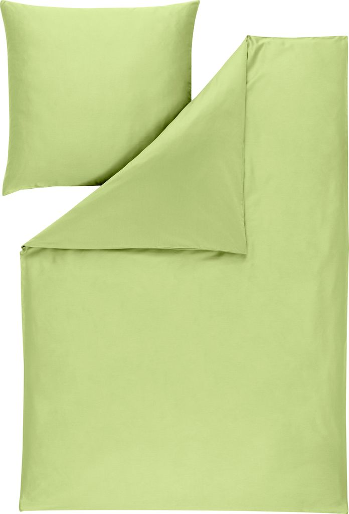 Estella Mako-Satin Bettwäsche Atelier Valetta 135x200 + 1 x Kissen 80 x 80 Uni maigrün