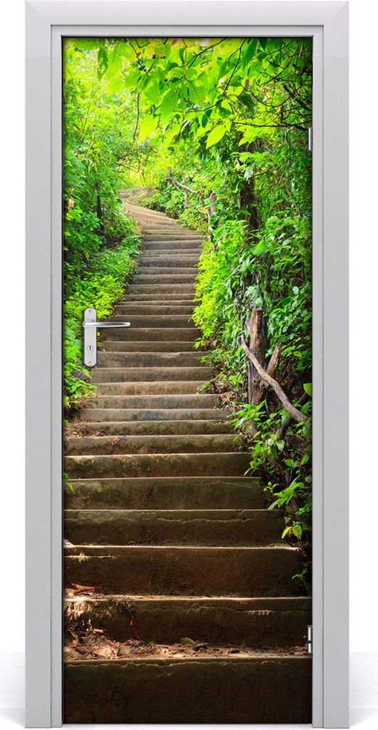 Tulup Türaufkleber 75x205 cm Dekorative Aufkleber Selbstklebend Wasserdichte Tapete Abnehmbar Schlafzimmer Wohnzimmer Wohnkultur - Treppen Wald