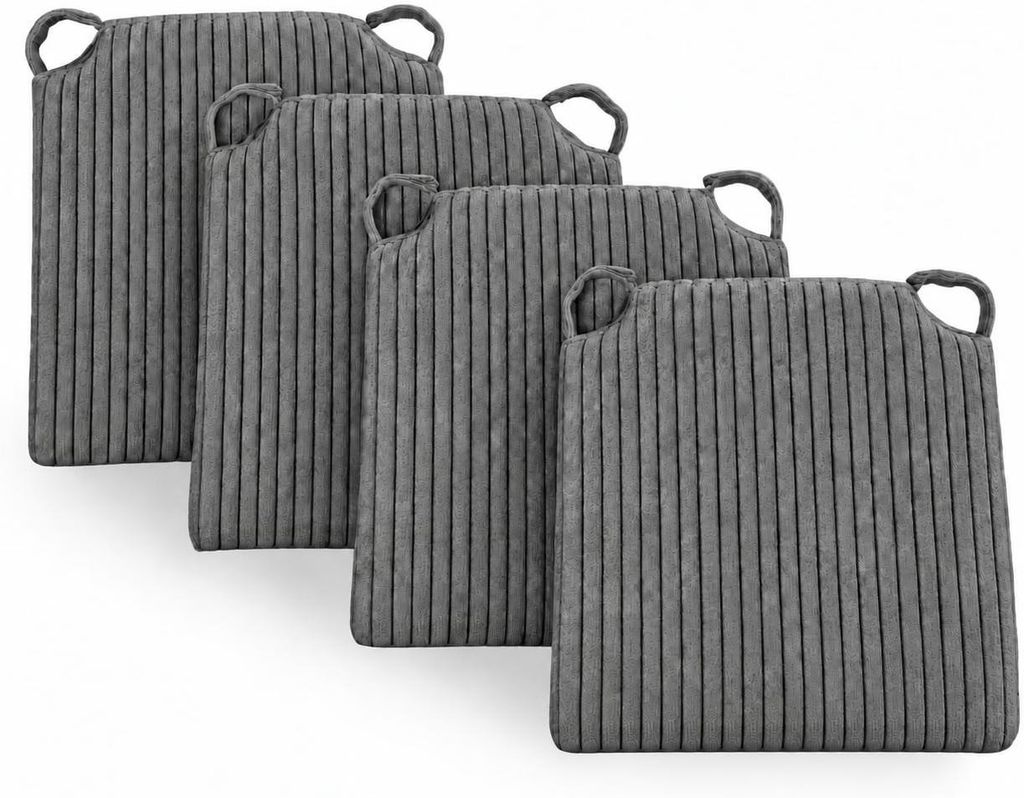 sunnypillow 4er Set Cord Stuhlkissen mit Klettverschluss - Produktbild 