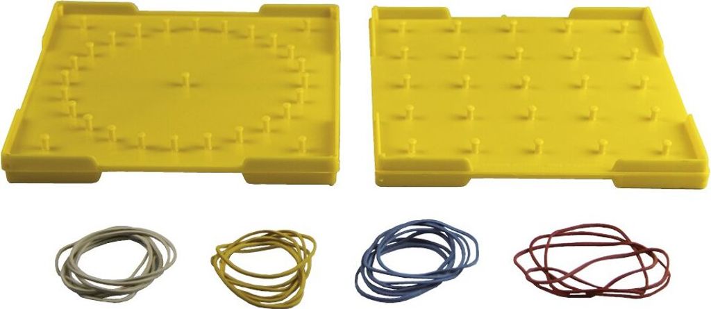 TimeTEX Geometrie-Brett doppelseitig (5x5 Stifte), 15x15 cm, gelb