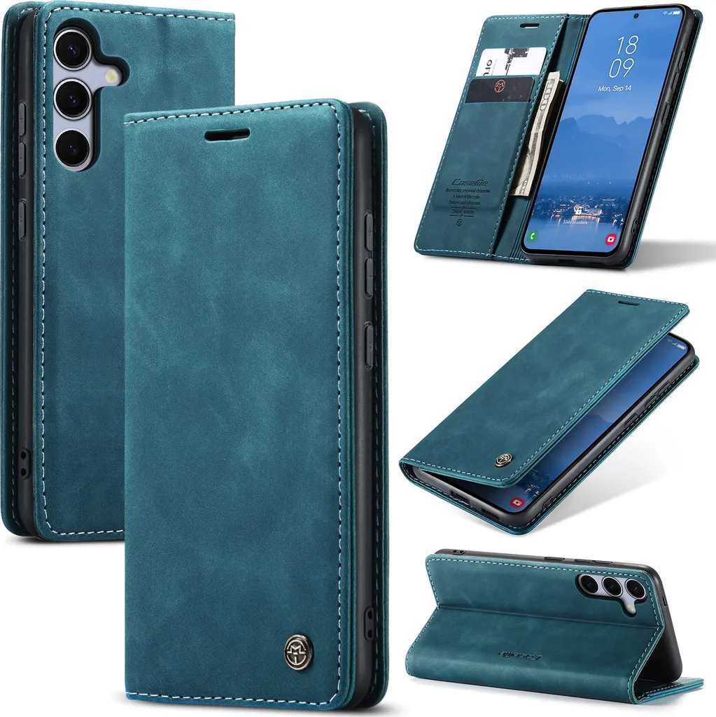 Custodia Samsung S25+ Blu - Finto Cuoio Retrò - Miglior Rapporto Qualità Prezzo