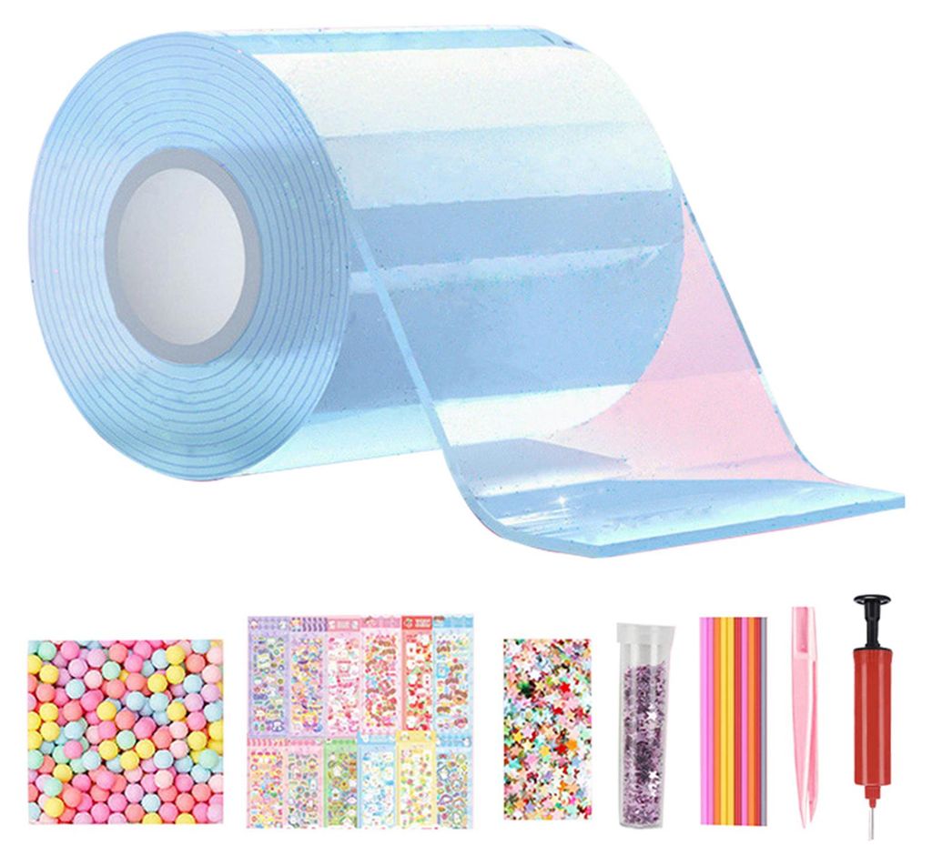 Nano-Tape-Seifenblasen-Set mit Glitzerperlen – DIY-Stressabbau-Spielzeugset für Kinder und Erwachsene – Kreatives Seifenblasen-Bastelset für ...