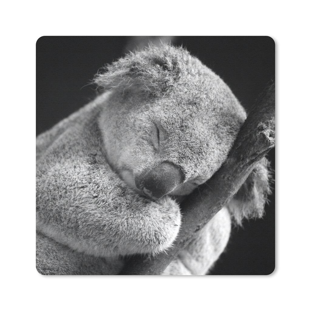 MuchoWow Mauspad Mousepad Schlafender Koala auf schwarzem Hintergrund 30x30 cm - Mousepads - Maus Mat - Pad - Mausunterlage - Gaming