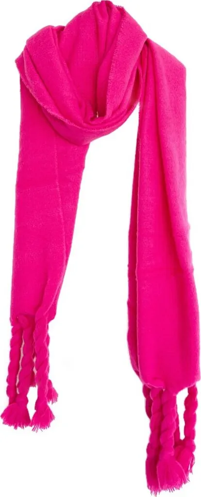 Accogliente sciarpa con frange - sciarpa monocolore da donna, 50 x200 cm Rosa