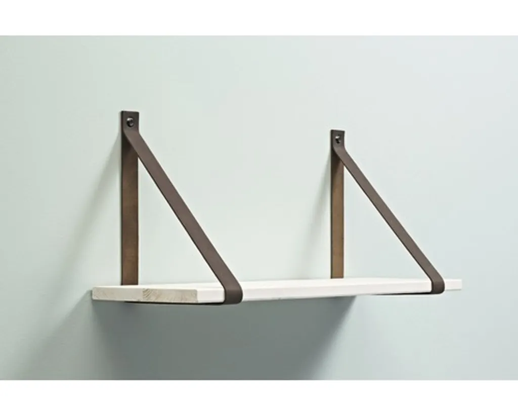 Consoles LOOP en cuir brun 790 mm pour fixation de plans de travail