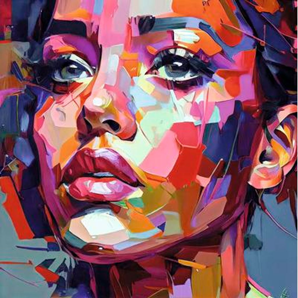 Leinwandbild Colorful Woman Portrait I 27x27 cm