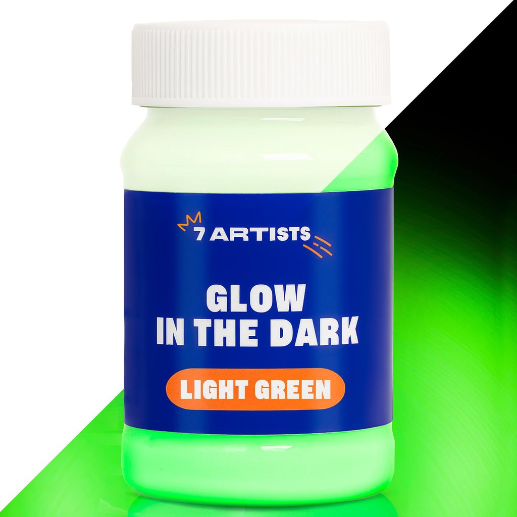 7 Artists Leuchtfarbe Acryl 100 ml – Hellgrün Fluoreszierende Farbe im Dunkeln | UV Schwarzlicht Farbe | Nachtleuchtende Neon Acrylfarbe Wasserb...