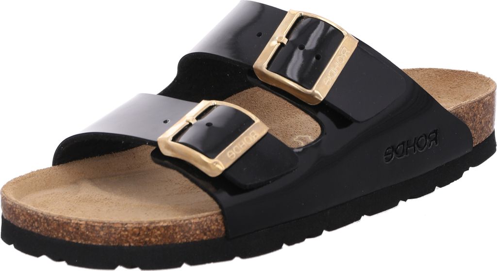Rohde Damen Pantolette Lack zwei Schnallen Kork Fußbett Produktbild 