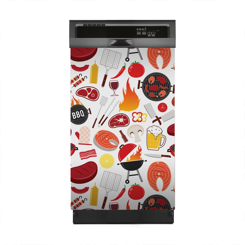 Aufkleber sticker 45x70 cm Dekorative folie Spülmaschine - BBQ Fleisch Gemüse cafe