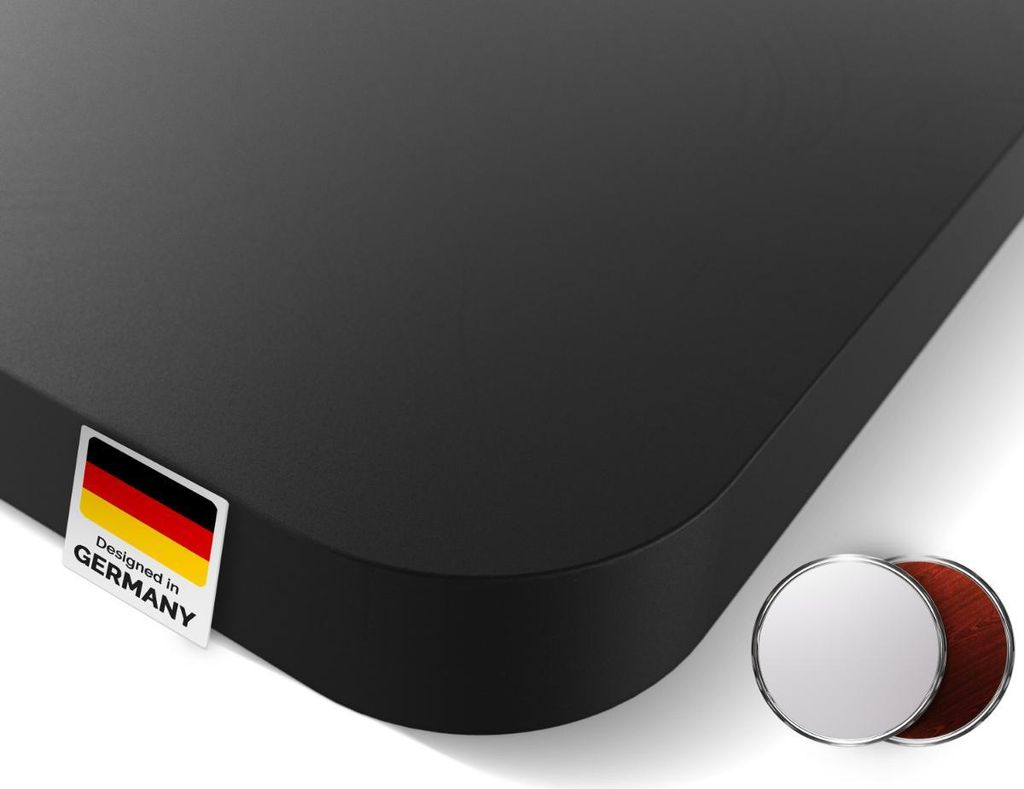 DESKSPACE Tischplatte 2,5 cm Extra-Dick – Schwarze Schreibtischplatte 120×60 cm, Ideal für höhenverstellbare Schreibtische, robust & langlebig