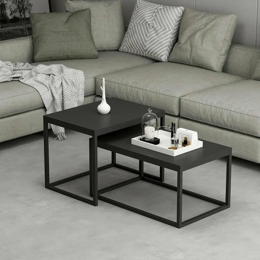 Table basse noire Liro 72 cm : meuble compact pour petits salons - 2