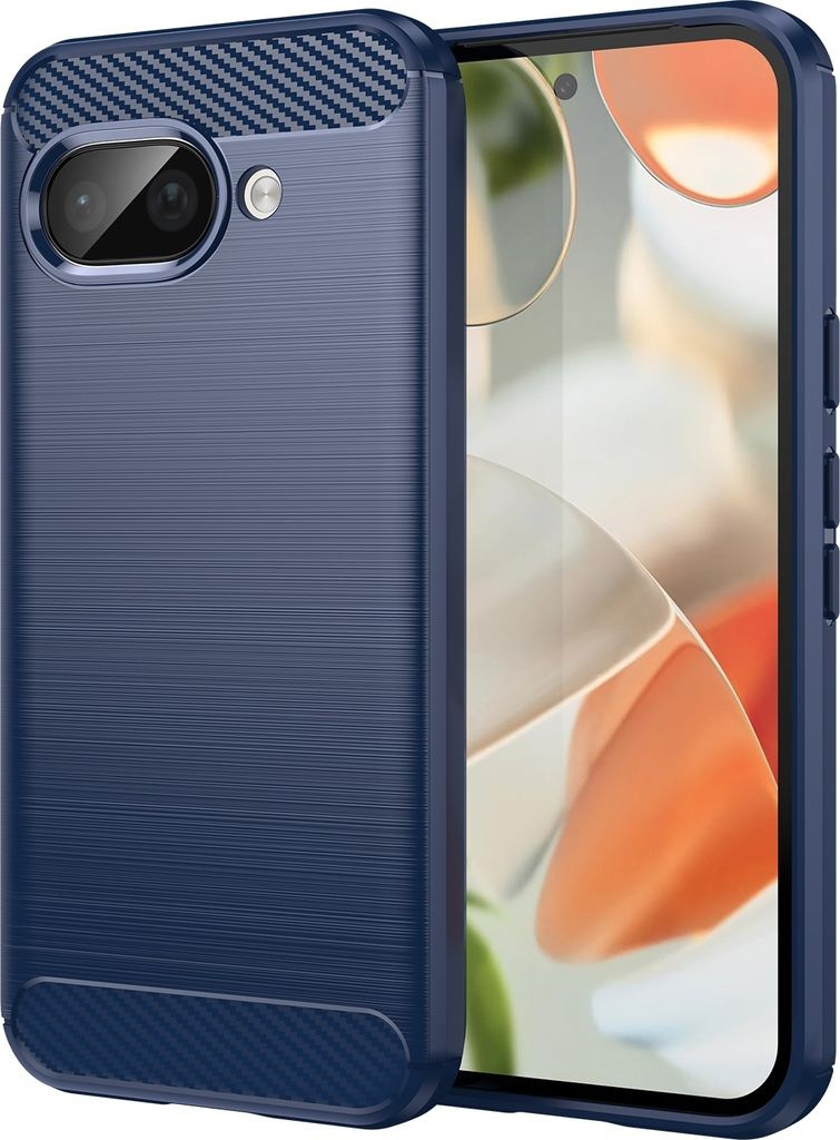 Für Google Pixel 9a Carbon Fiber Brushed Design Textur TPU Handy Hülle Case Blau