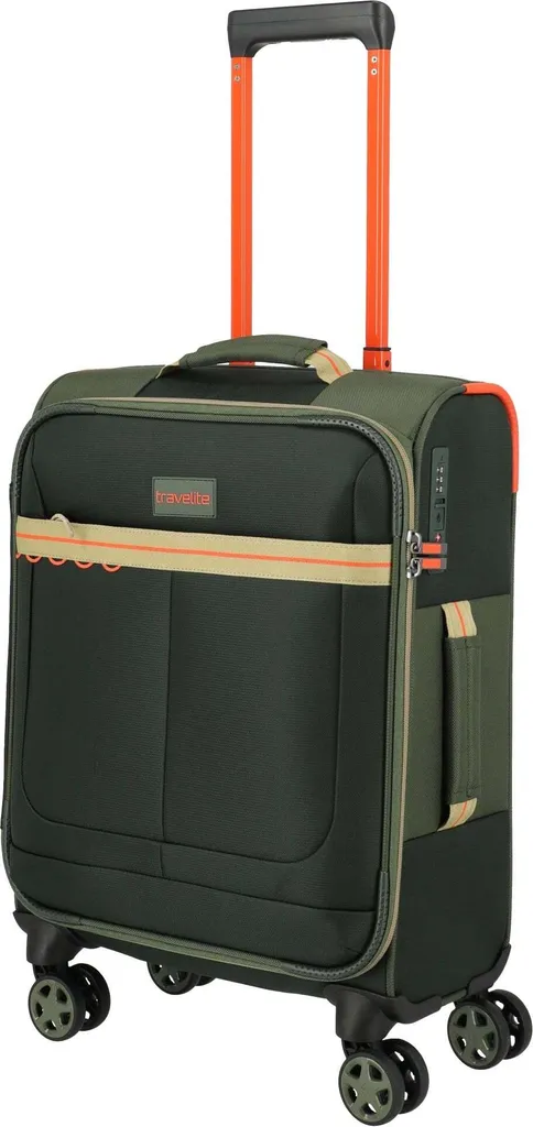 Trolley travelite Color Craze 4W robuste en vert foncé format 55 cm