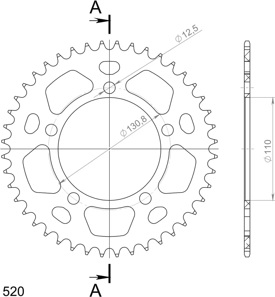 Réduisez le poids de votre moto avec cette couronne 44 dents alu 520