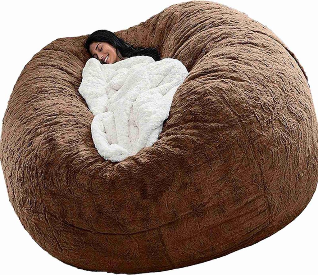 Home Sponge Bed Bean Bag Chair Cover Slipcover Double Bedroom Balcony Large Couch Round Soft Fluffy Cover No Fillings Only Cover