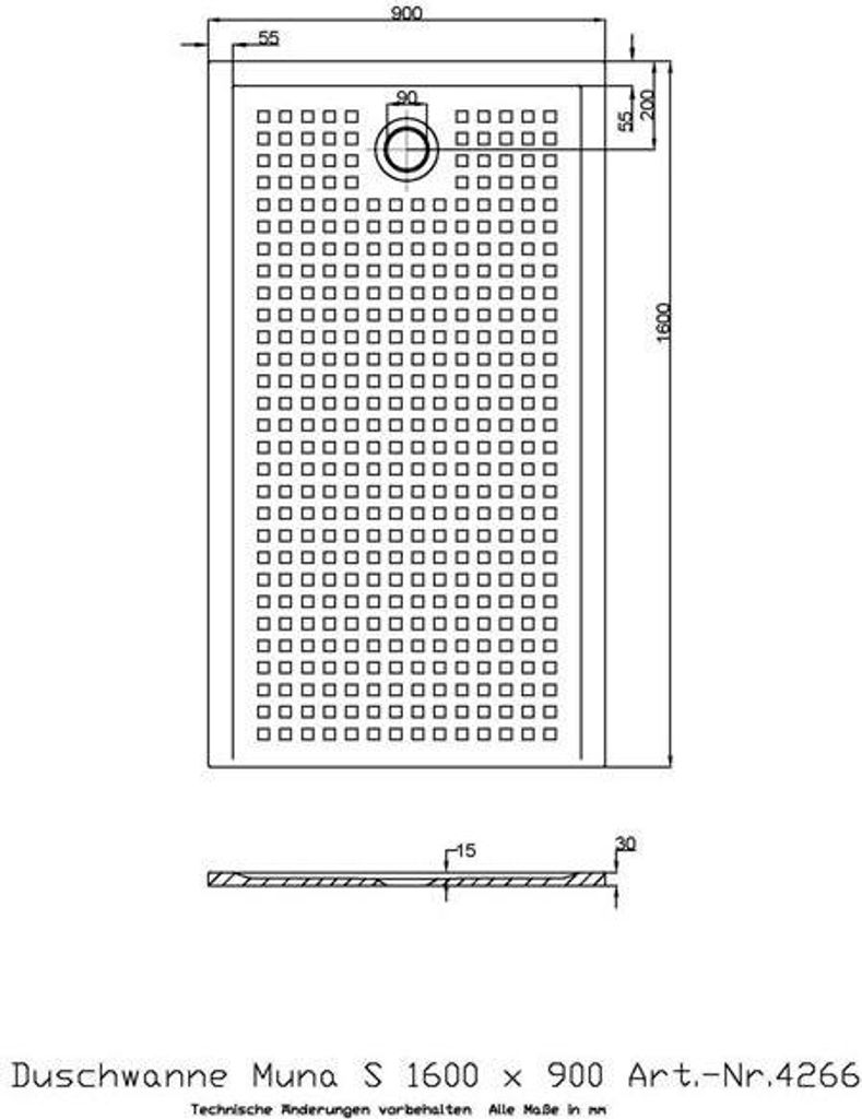 Hoesch 4266.010 DW Muna S 1600x900x30 mit