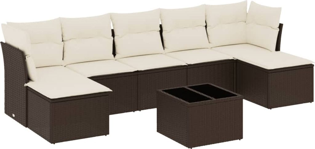 "WINTER SALE" 8-tlg. Garten-Lounge-Set - elegantes Design - Sitzgruppe/Gartengarnitur - mit Kissen Braun Poly Rattan - Terassenmöbel NeuMöbel998004
