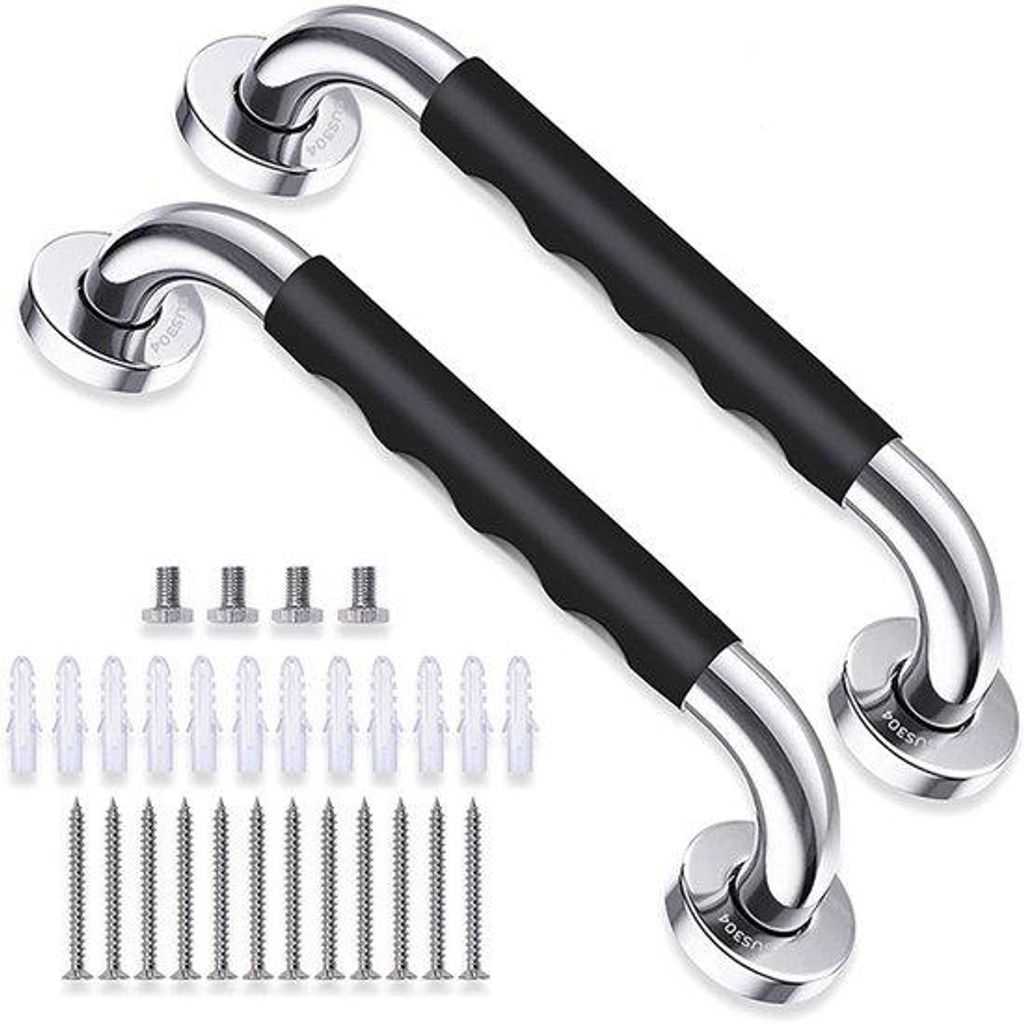 Zwei-Pack Edelstahl-Badkammerhalterungen | 33,5 cm Anti-Slip-Halterungen (Bohrung erforderlich) | Geeignet für Badewannen und Duschen, Unterstütz...