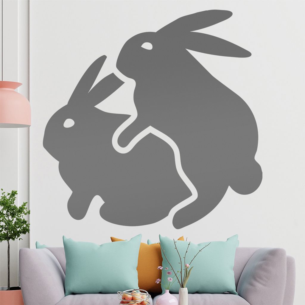 KIWISTAR Zwei Hasen - Liebe Sex Rammeln Ostern Wandtattoo in 6 Größen - Wandaufkleber Wall Sticker - Dekoration, Küche, Wohnzimmer, Schlafzimmer...
