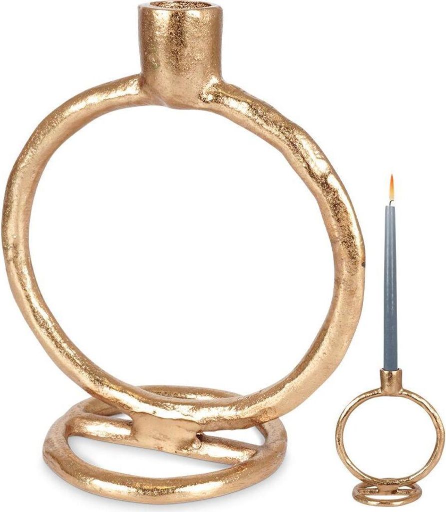 Home Styling Collection Kerzenhalter Kerzen-Halter Leuchter Kerzenleuchter Kerzenständer für eine lange Kerze aus Aluminium Gold 19 cm
