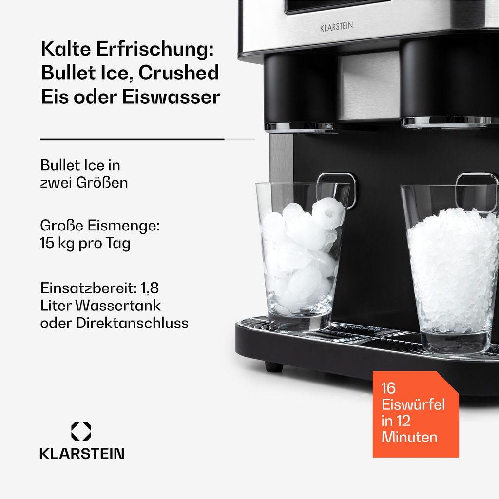Klarstein Eiswürfelmaschine Klein, 1,8L Eiswürfelbereiter