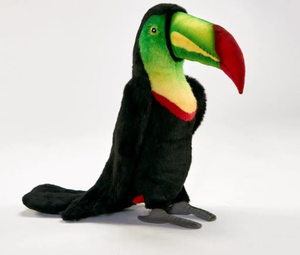 Toucan en peluche 40 cm Hansa 4343 finition main et plumage ultra soyeux