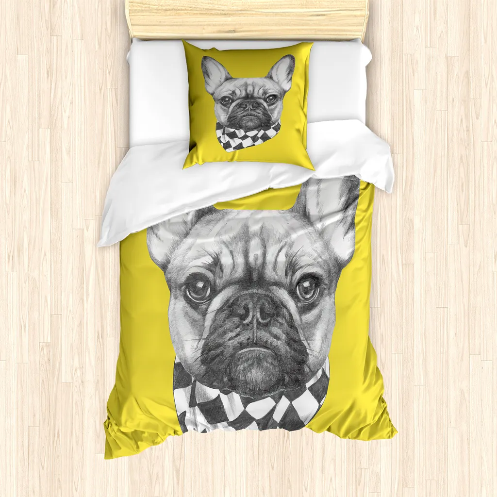 Set Letto Singolo Antiacaro Bulldog Francese ABAKUHAUS 135x200